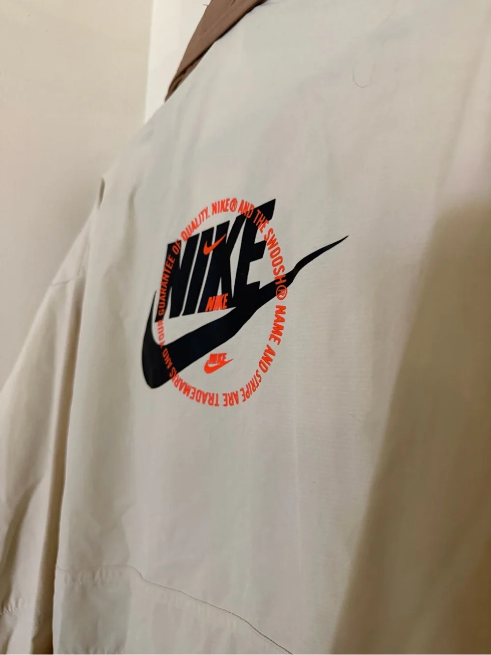 NIKE Womens Convertible Two-Tone Brown & Beige Windbreaker